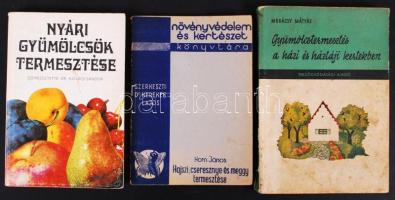 3 db könyv-Horn János: Kajszi-, cseresznye- és meggytermesztés; dr. Kovács Sándor: Nyári gyümölcsök termesztése; Mohácsy Mátyás: Gyümölcstermesztés a házi és háztáji kertekben. Papírkötés, jó állapotban.
