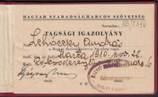 1948 Rákoskeresztúr, Magyar Szabadságharcos Szövetség tagsági igazolványa.
