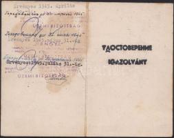 1945 Budapest, Kétnyelvű (magyar-orosz) igazolvány a Vörös Hadsereg parancsnokságának felhatalmazásá...