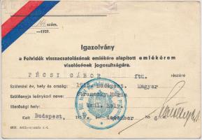 1938-1945. Pécsi Gábor őrvezető "Tűzkereszt", "Erdélyi Emlékérem", "Délvidé...