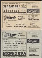 1949-1950 Rádió előfizetési nyugták különféle reklámokkal, 6 db.