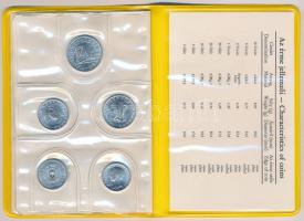 1977. 2f-10Ft 9klf "Magyar Népköztársaság" forgalmi érméi citromsárga műbőrtokban T:1
Adam...