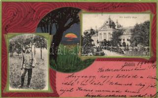 Gödöllő, Ferenc József vadászruhában, Art Nouveau litho