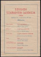 1964-1967 Szegedi Szabadtéri Játékok műsora szórólap, játékok igazgatóságának meghívója benne 4 db tiszteletjeggyel.