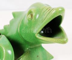 Gorka Géza (1894-1971): Halas dísztál. Repesztett mázzal, jelzett (Nógrádverőce), apró lepattanásokk...