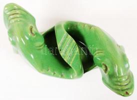 Gorka Géza (1894-1971): Halas dísztál. Repesztett mázzal, jelzett (Nógrádverőce), apró lepattanásokk...