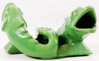 Gorka Géza (1894-1971): Halas dísztál. Repesztett mázzal, jelzett (Nógrádverőce), apró lepattanásokk...