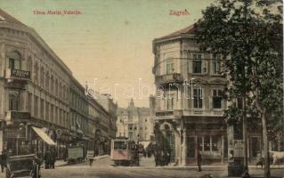 Zagreb, Ulica Marije Valerije / street, bank, tram (EK)