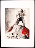 Ék Sándor, Alex Keil(1902-1975): Einheitsfront. Plakát terv. Vegyes technika, papír, jelzett, paszpartuban, 34x27 cm