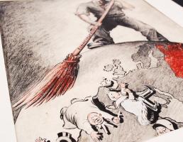 Ék Sándor, Alex Keil(1902-1975): Einheitsfront. Plakát terv. Vegyes technika, papír, jelzett, paszpa...