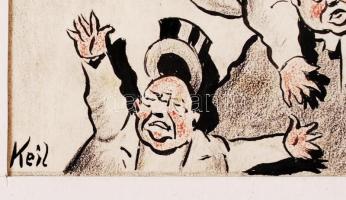 Ék Sándor, Alex Keil(1902-1975): Einheitsfront. Plakát terv. Vegyes technika, papír, jelzett, paszpa...