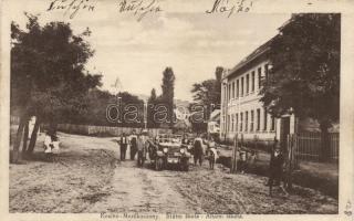 Mezőkaszony, Kosino; iskola, Klein Bernát kiadása / school, automobile