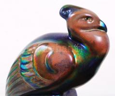 Zsolnay pávás dísztál, eozin mázas, jelzett (körpecsét), formaszám:8559, igényesen restaurált, m:23 ...