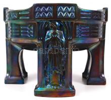 Zsolnay szecessziós lábas kínálótál, eozin mázas, jelzett (rajzolt), formaszám:8851, hibátlan, m:20 cm, d:27,5 cm / Zsolnay art nouveau eosin dish in flawless condition