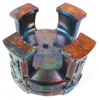 Zsolnay szecessziós lábas kínálótál, eozin mázas, jelzett (rajzolt), formaszám:8851, hibátlan, m:20 ...