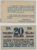 Budapest 1919. "Pesti Hírlap" 20f T:II + 1920. Háztartás Fogyasztási Szövetkezet 20f fizet...