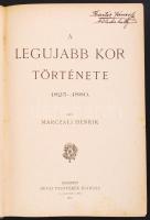 Marczali Henrik: A legujabb kor története 1825-1880. Bp., 1892, Révai Testvérek. Egészvászon kötés, kissé kopottas állapotban, belsejében grafitceruzás aláhúzásokkal és lapszéli megjegyzésekkel.