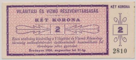 1920. &quot;Világítási és Vízmű RT.&quot; 2K T:I