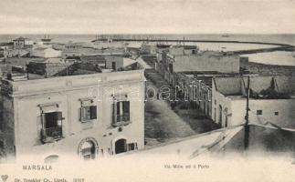 Marsala, Via Mille ed il Porto / port (b)