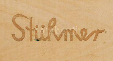 Stühmer feliratú régi fa doboz, fedele megvetemedett,  26x18x6 cm