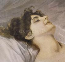 Alf. Schwarz jelzéssel: Wach' auf, Mama!, színezett, rézkarc, jelzett, fa keretben, 30x39 cm