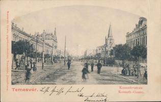 Temesvár, Kossuth utca, Moravetz Gyula kiadása / street, shops (EB)