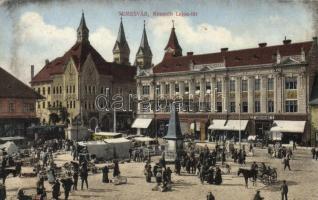 Temesvár, Kossuth Lajos tér, piac, Weisz Sándor, Wilheim Fülöp, Haring Gusztáv üzletei / square, market, shops, bank (EK)