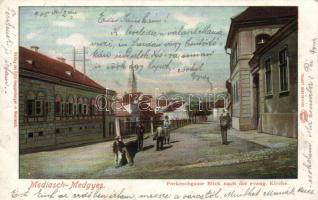 Medgyes, street, evangelist church (EK)