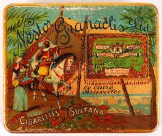 "Sultana" fém cigarettás dobozka, 9x7 cm.
