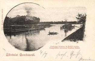 Gombos, gőzkomp / steam ferry; kiadja Schön Adolf