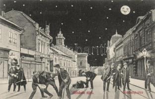 Miskolc Széchenyi utca éjjel, részegek; Grünwald Ignác kiadása