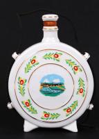Hollóházi kulacs Zalakaros látképpel, matricás, jelzett, hibátlan, m: 17 cm
