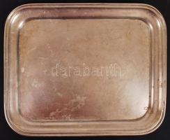 J.L. Hermann alpakka kávéházi tálca, jelzett, 32x25 cm, valamint Berndorfer alpakka kávéházi tálca, ...