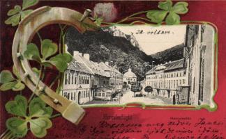 Herkulesfürdő, Herkules tér / square, litho (Rb)