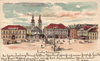 Temesvár, Losonczy tér, Szerb püspöki palota / square, Serbian Bishop's Palace, litho (EK)