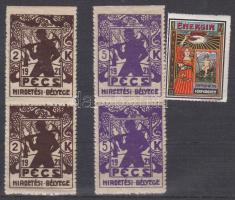 1921 Pécs hirdetési bélyeg, Energin-Fünfkirchen, 5 db levélzáró