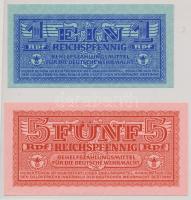 Német 3.Birodalom/Deutsche Wehrmacht (Német Véderő) 1942. 1RPf kék + 5RPf T:I German Third Reich/Deutsche Wehrmacht 1942. 1 Reichspfennig blue + 5 Reichspfennig C:UNC