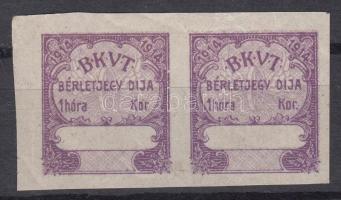 1914 Budapesti Közúti Vasút Társaság bérletjegy díja bélyeg, 2 db párban.