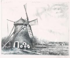 Nehánszky József (1936-): Malom. Rézkarc, papír, jelzett, 19×24 cm