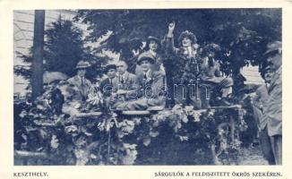 Keszthely sárgulók ökrös szekéren, studentika