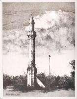 Rozanits Tibor (1931-): Érd Minaret. Rézkarc, papír, jelzett, 35×27 cm