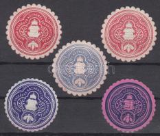 Takarékpénztári pecsétbélyegek, 5 db