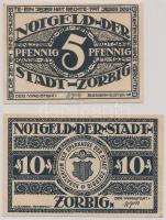 Német Birodalom / Weimari Köztársaság / Zörbig / Mersseburg / Quedlinburg 1921. 5Pf + 10Pf T:I- Germany / Weimar Republic / Zörbig 1921. 5 Pfennig + 10 Pfennig C:AU