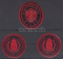 Fiumei és Magyar-Horvát Tengerparti Kir. Kormányzó pecsétbélyegei, 3 db.