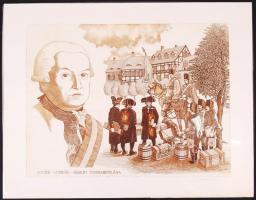 Olvashatatlan jelzéssel: Hadik András. Rézkarc, papír, jelzett, 29×39 cm