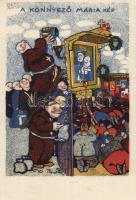'A könnyező Mária kép' egyházellenes humoros lap / humourous anticlerical postcard s: Bíró