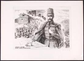 Jurida Károly (1935-2009): Görgey Artúr. Rézkarc, papír, jelzett, 26×37 cm