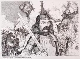 Olvashatatlan jelzéssel: Hunyadi János. Rézkarc, papír, jelzett, 26×37 cm
