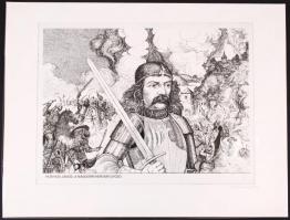 Olvashatatlan jelzéssel: Hunyadi János. Rézkarc, papír, jelzett, 26×37 cm
