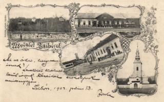 Zsibó, Szamos, vasútállomás, Julius Nagy kiadása / River, railway station, church